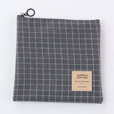 Simple striped checkered bag girls boys student large capacity canvas pencil storage makeup Cosmetic bags