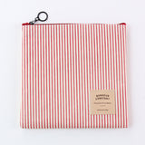 Simple striped checkered bag girls boys student large capacity canvas pencil storage makeup Cosmetic bags