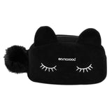 Portable Cartoon Cat Coin Storage Case Day-use Makeup Flannel Pouch Cosmetic Bag