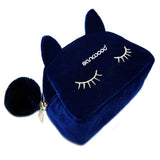 Portable Cartoon Cat Coin Storage Case Day-use Makeup Flannel Pouch Cosmetic Bag