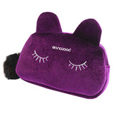 Portable Cartoon Cat Coin Storage Case Day-use Makeup Flannel Pouch Cosmetic Bag