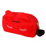Portable Cartoon Cat Coin Storage Case Day-use Makeup Flannel Pouch Cosmetic Bag