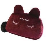 Portable Cartoon Cat Coin Storage Case Day-use Makeup Flannel Pouch Cosmetic Bag