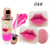 Korean Style Makeup Lipstick Temperature Changed Lip Gloss Crystal Gold Foil Flower Jelly Charming Lasting Moisturizing Lipstick