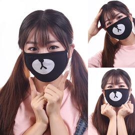 1pc Unisex Dustproof Cotton Mouth Mask Korean Kpop Star Style Black Lucky Bear Cycling Anti-Dust Mouth Mask Face Respirator