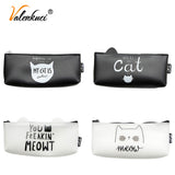 Valenkuci Cute Cat Cartoon Stationery Pencil Pen Case Cosmetic Makeup Bag Zipper For Girls Travel Cosmetic Bag For Women HZB-012