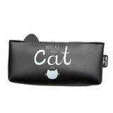 Valenkuci Cute Cat Cartoon Stationery Pencil Pen Case Cosmetic Makeup Bag Zipper For Girls Travel Cosmetic Bag For Women HZB-012