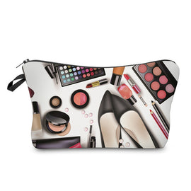 Women Lady Travel 2018 New Cosmetics Bags Zipped 3D Shoes Eyeshadow Lipstick Printing Pouch Makeup Bag For Makeup Tool Kits HB88