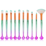 2018 Hot Shell Makeup Brushes Foundation Powder Eyeshadow Concealer Blush Kit 10Pcs Cosmetic Tool HB88